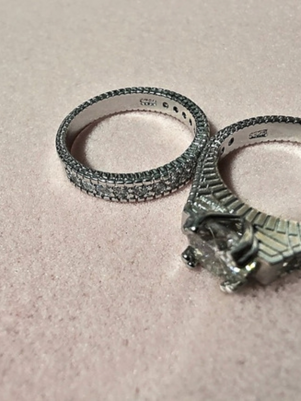 Silver-Tone Bridal Ring Set